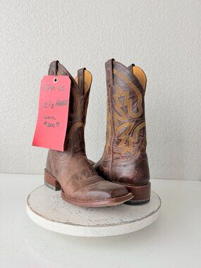 Rod Patrick Mens Cowboy Boots Brown Leather Western Square Toe Size 12.5AAAA